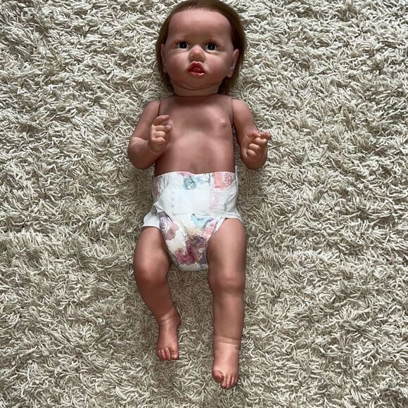 Toddler Reborn Baby Doll Custom CUS-10 baby girl, blue eyes red eyelashes ￼ - Picture 1 of 16